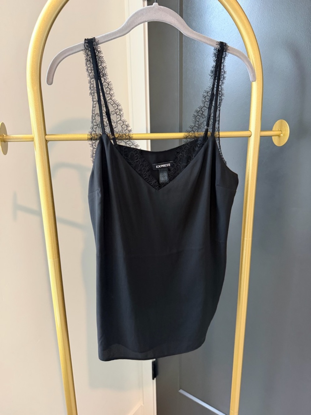 Express Black Lace-Trim V-Neck Cami - never worn